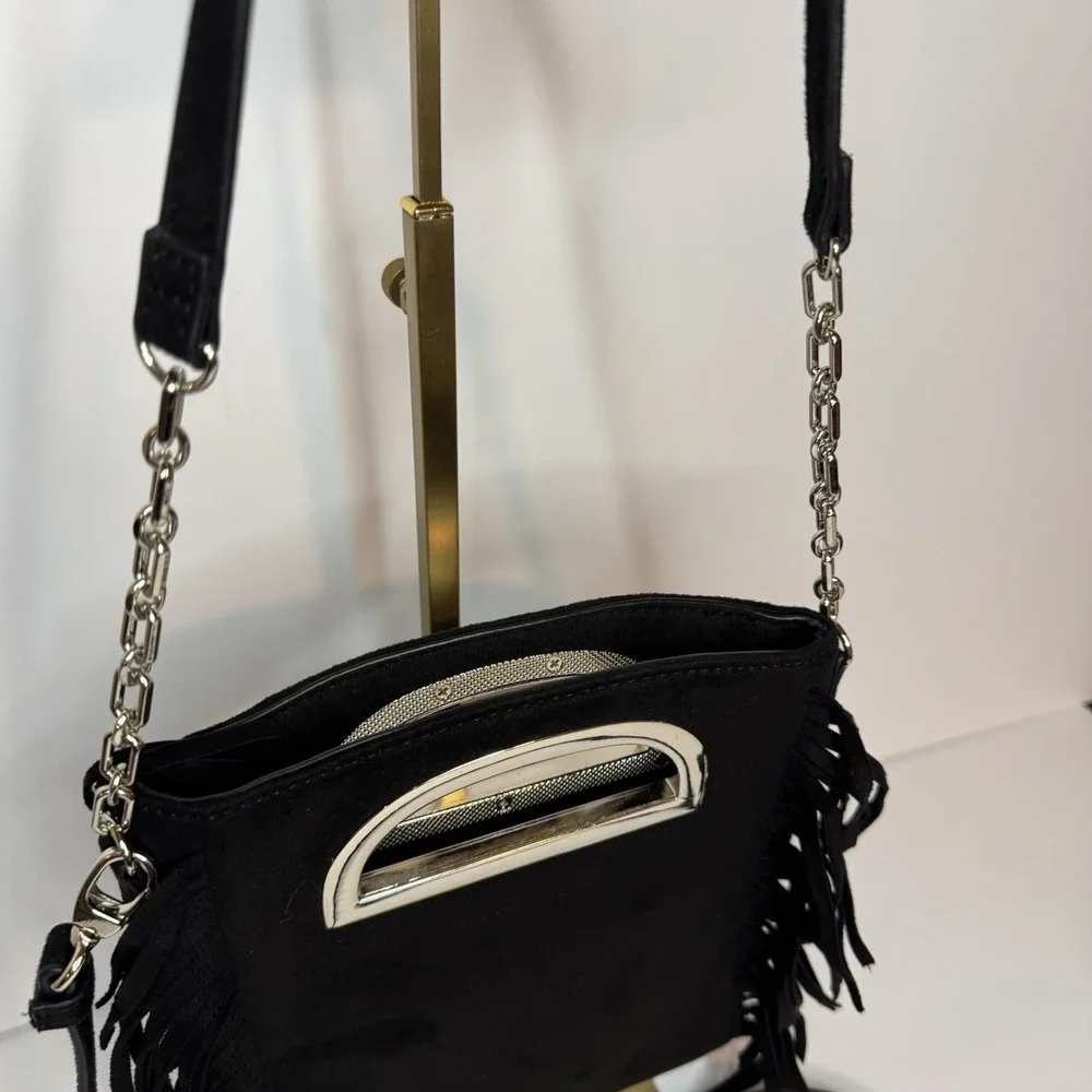 White House Black Market Black Satchel Crossbody Bag Tassel Womens‎